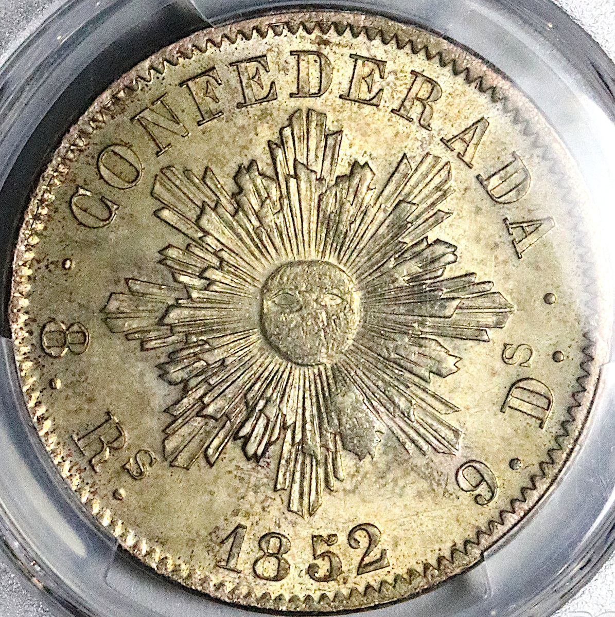 1852 PCGS MS 63 Argentina 8 Reales Cordoba Sunface Silver Coin POP