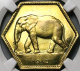 1943 NGC MS 65 Belgian Congo 1943 2 Francs Elephant GEM Coin POP 6/1 (25070102C)
