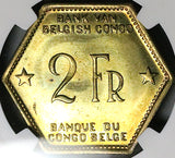 1943 NGC MS 65 Belgian Congo 1943 2 Francs Elephant GEM Coin POP 6/1 (25070102C)