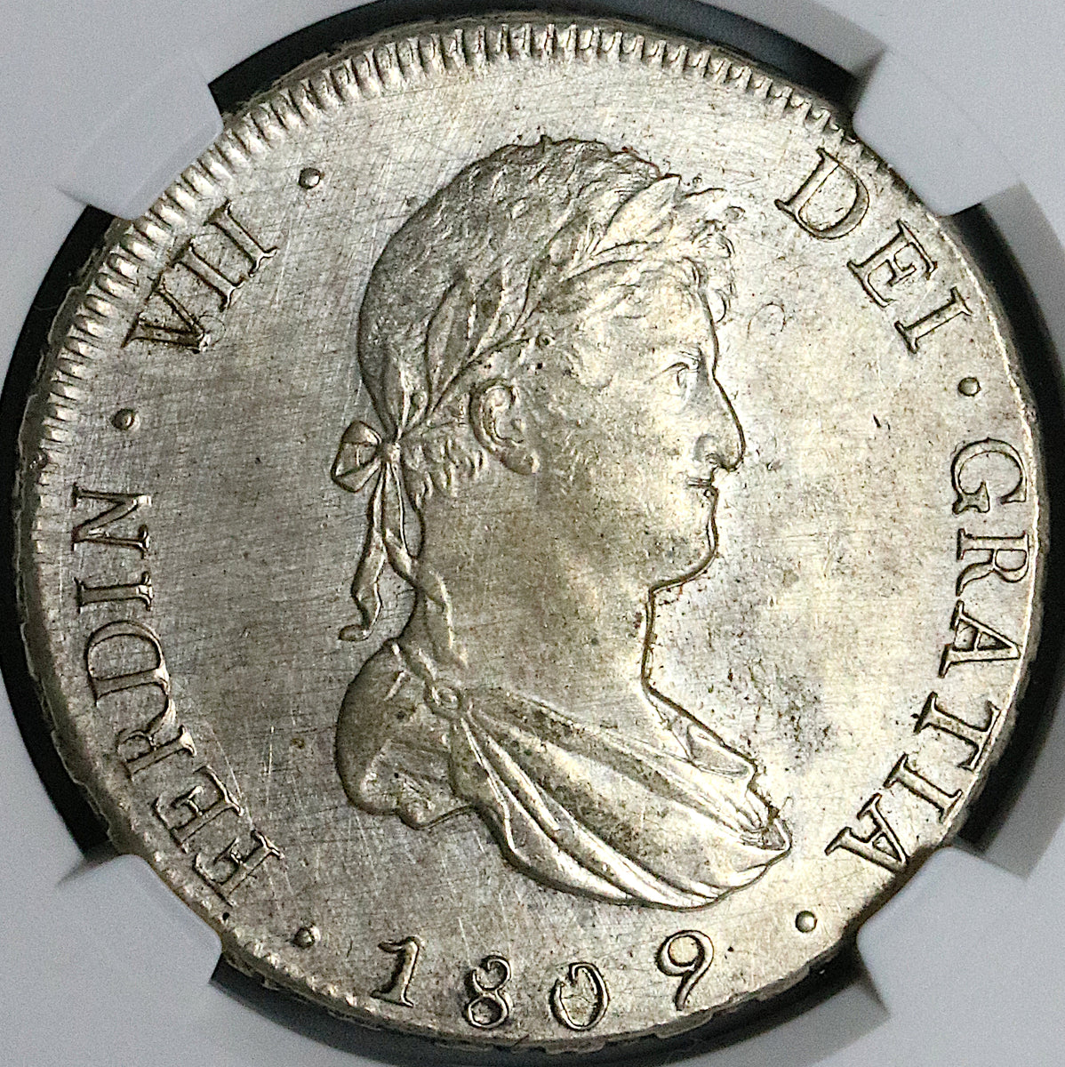 1809 NGC UNC Bolivia Ferdinand VII 8 Reales Spain Colonial Coin