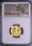654 NGC MS Constans II Gold Solidus Byzantine Empire Constantine IV Mint State Constantinople Mint Coin (24061101D)