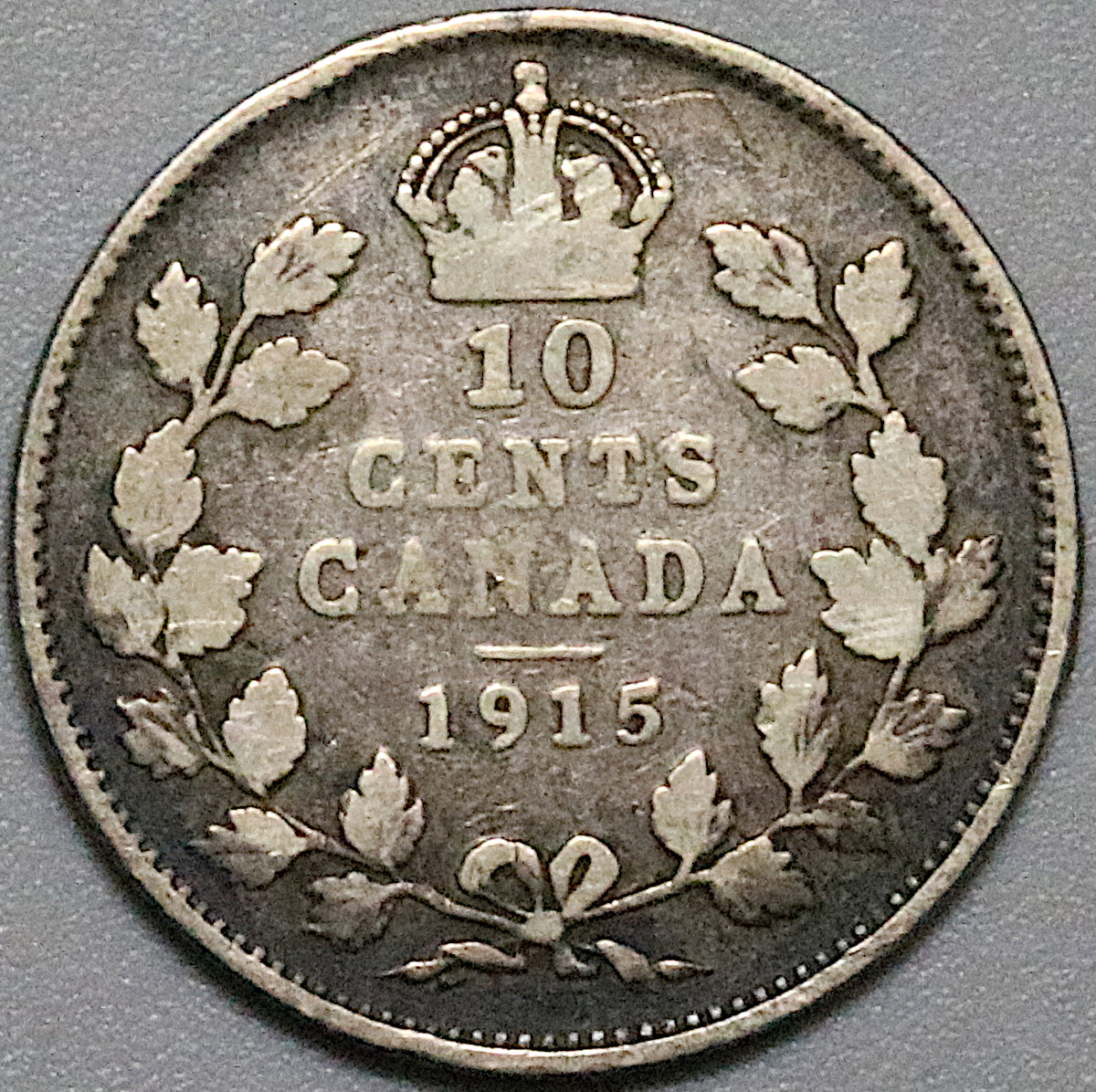 1915 Canada George V 10 Cents Dime Key Date Silver Coin (23101601R