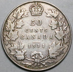 1911 Canada George V 50 Cents Half Dollar Silver Coin (23101602R)