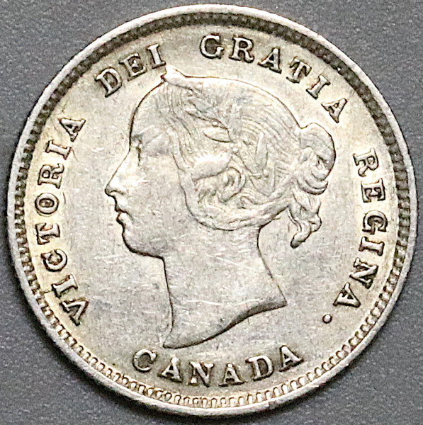 1891 Canada Victoria 5 Cents XF Sterling Silver Coin (23092203R)