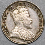 1910 Canada Edward VII 5 Cents AU Pointed Leaves Sterling Silver Coin (23101301R)