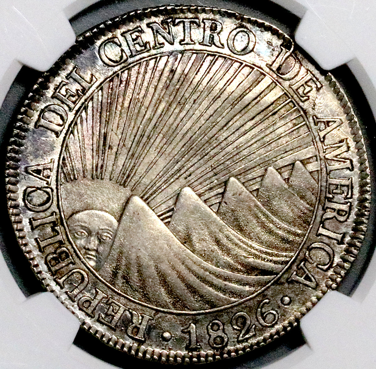 1826-NG NGC MS 61 Central American Republic Guatemala 8 Reales