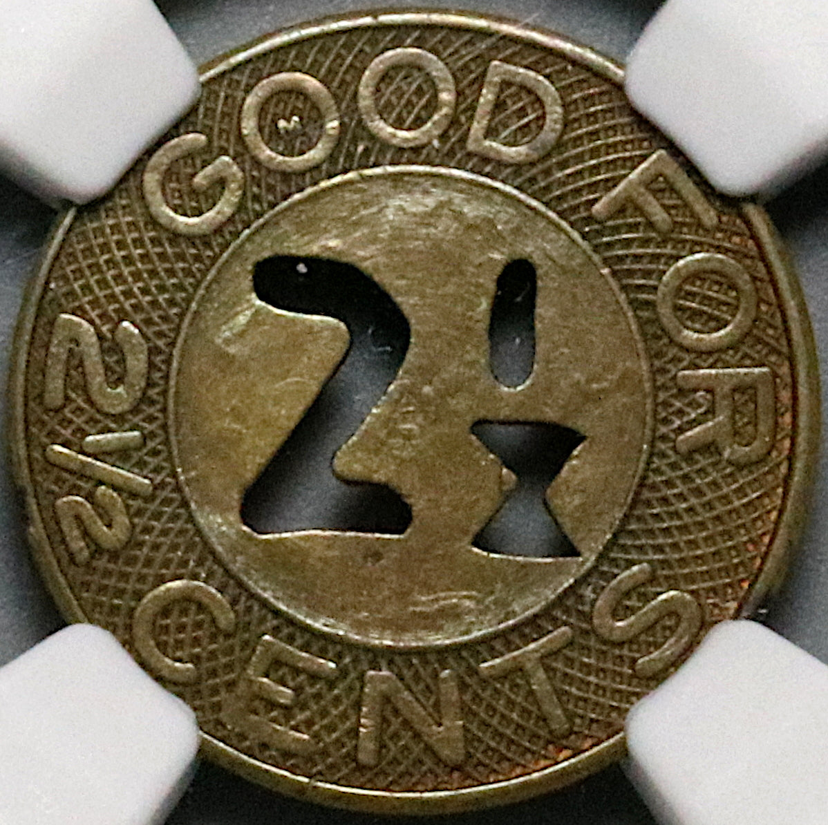 1920s NGC AU 58 Shanghai China 2.5 cents Omnibus Token Bus Coin