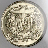 1944 NGC MS 64 Dominican Republic 5 Centavos WWII Silver Vintage Holder Coin (25042302C)