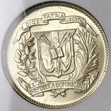 1944 NGC MS 64 Dominican Republic 5 Centavos WWII Silver Vintage Holder Coin (25042302C)
