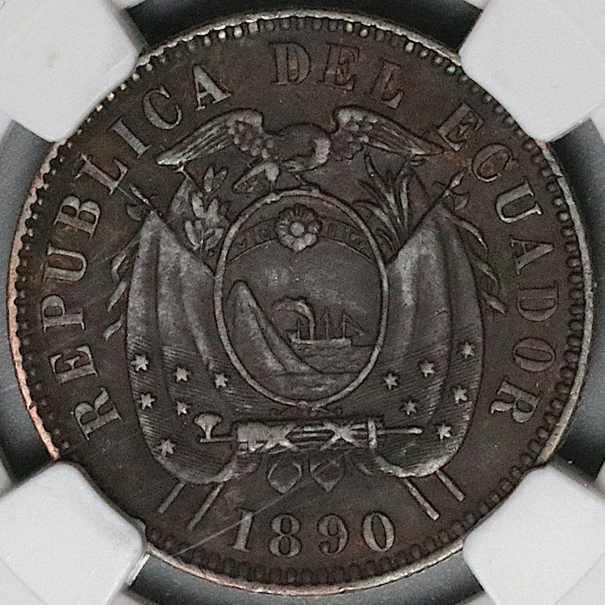 ペルー　1CENTAVO　1センタボ　1ケンタボ 1890-H NGC AU Ecuador 1 Centavo Heaton Mint Copper Coin