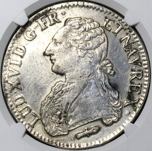 1790-Q NGC Genuine France Louis XVI Ecu Perpignan Mint Crown Silver Coin (24032601C)