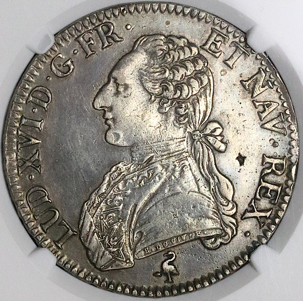 1791-A NGC AU France Louis XVI Ecu Crown Paris Mint Silver Coin