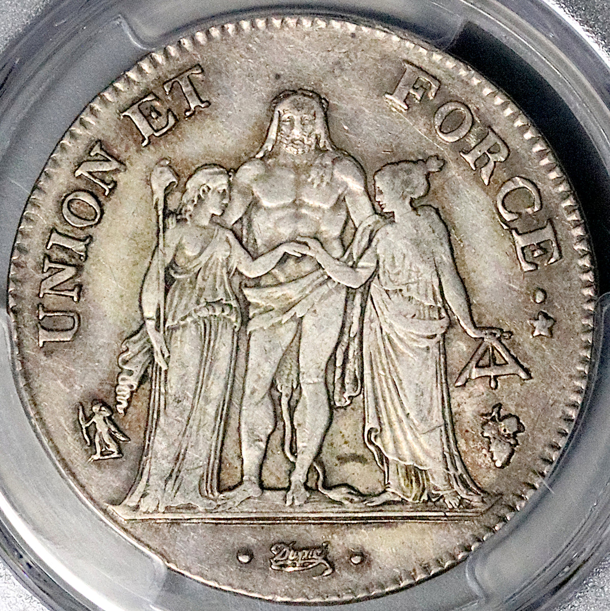 PCGS xf45 民国十六年 稀少 1798 PCGS XF 45 France 5 francs An 7-Q Perpignan Mint Directory