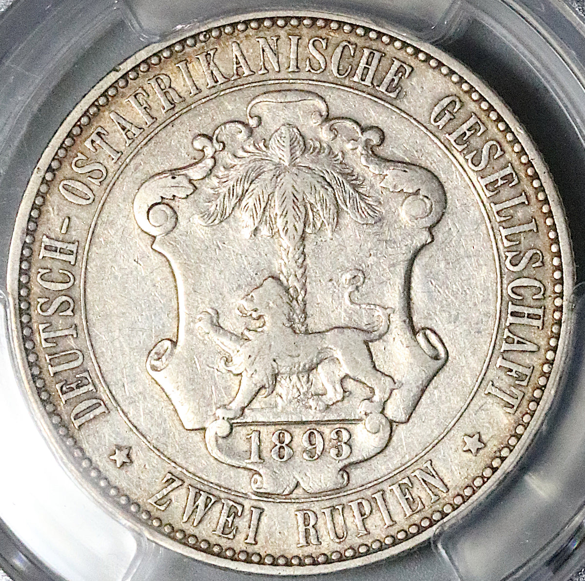 1893 PCGS VF 35 German East Africa 2 Rupien 33k Wilhelm II Rare