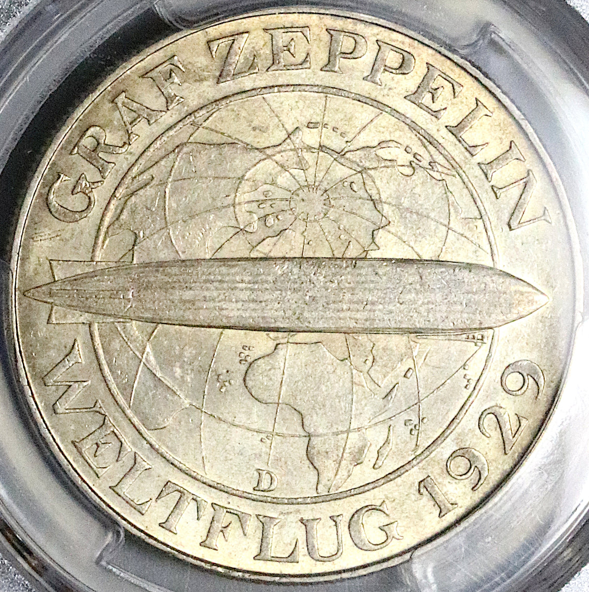 1930-D PCGS MS 62 Zeppelin World Flight Germany 5 Mark Silver Coin