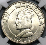 1937 NGC MS 62 Honduras 1 Lempira Chieftain Silver Coin (23082004D)