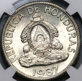 1937 NGC MS 62 Honduras 1 Lempira Chieftain Silver Coin (23082004D)