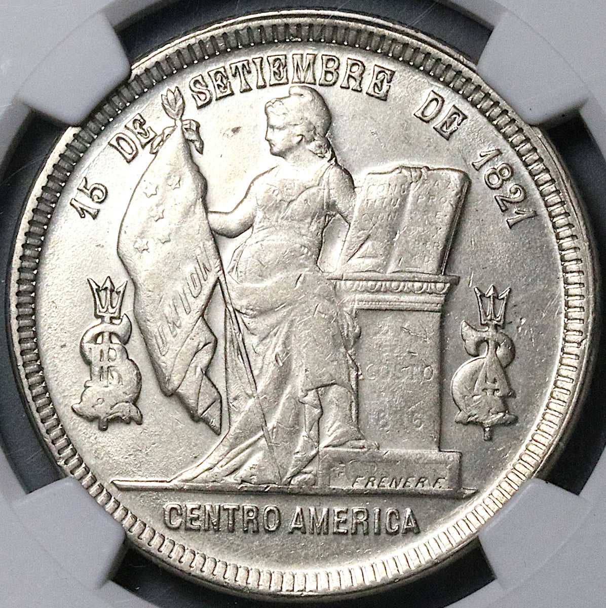 1892/0 NGC MS 62 Honduras 1 Peso Overdate Standing Liberty Silver