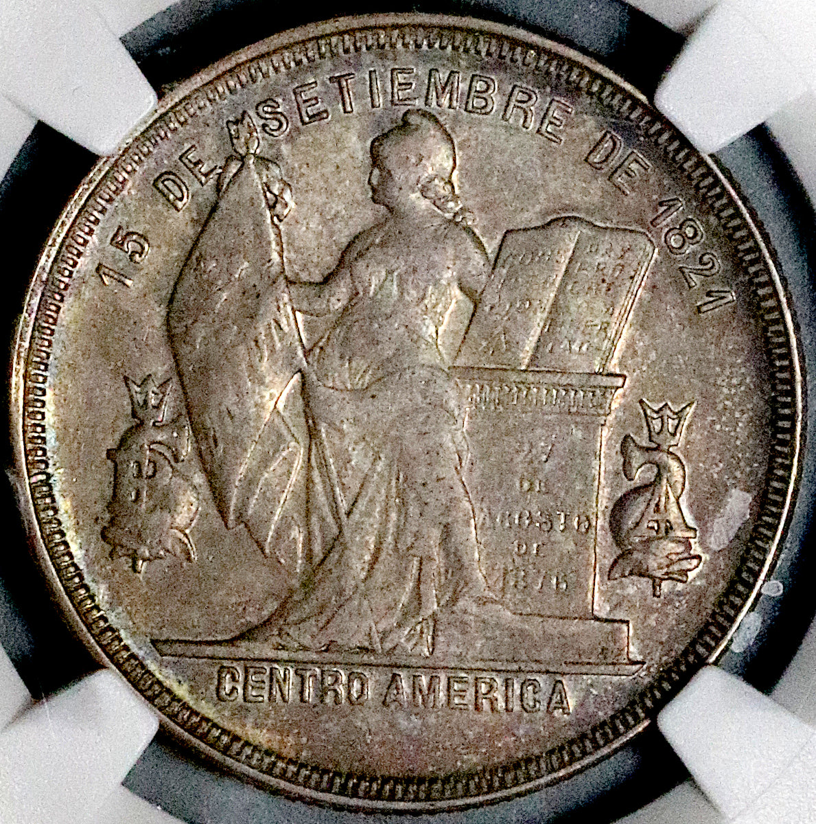 1884 NGC AU 55 Honduras 50 Centavos Standing Liberty Silver Coin