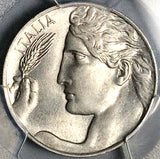 1922 PCGS MS 62 Italy 20 Centesimi Flying Woman Mint State Last Year Coin (24071801C)