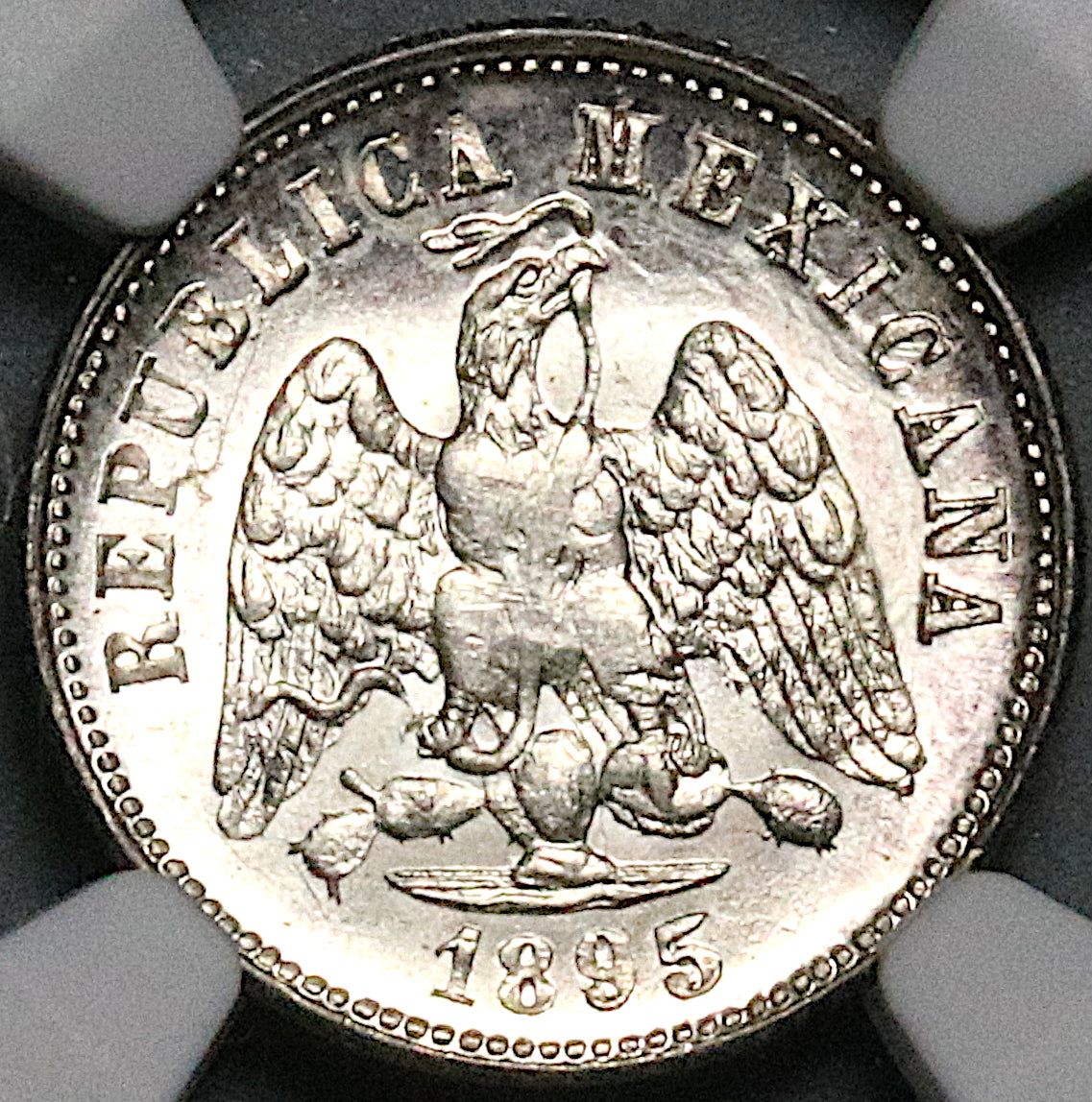 1895-Ga NGC MS 65 Mexico 10 Centavos Guadalajara Mint 80k Silver
