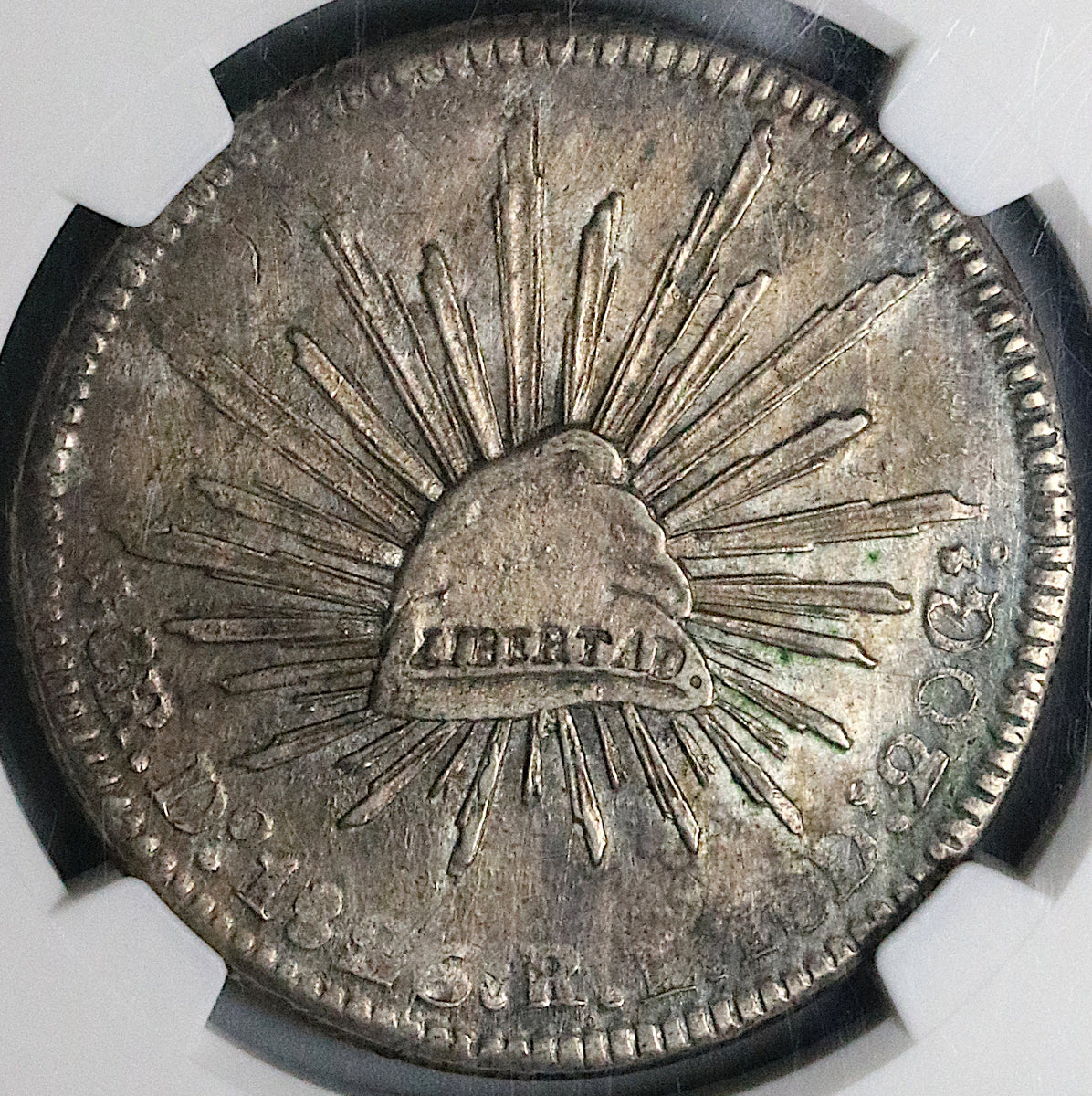 1825-Do NGC UNC Mexico 8 Reales Durango No Period Rare Silver Coin