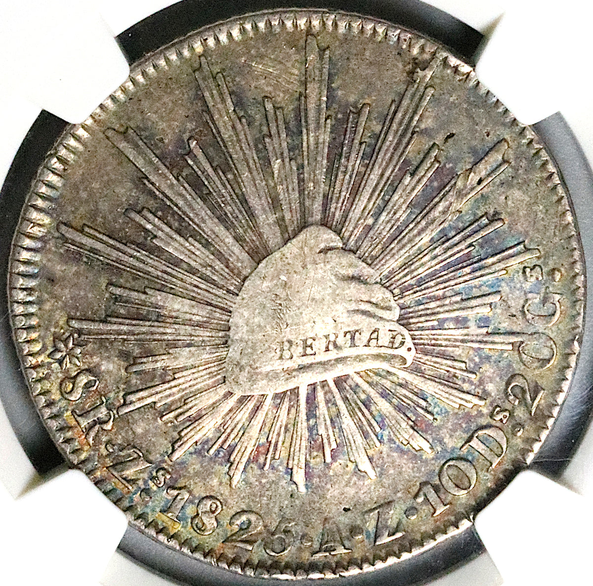 1825-Zs AZ NGC VF 35 Mexico 8 Reales Cap Rays Scarce Silver Coin