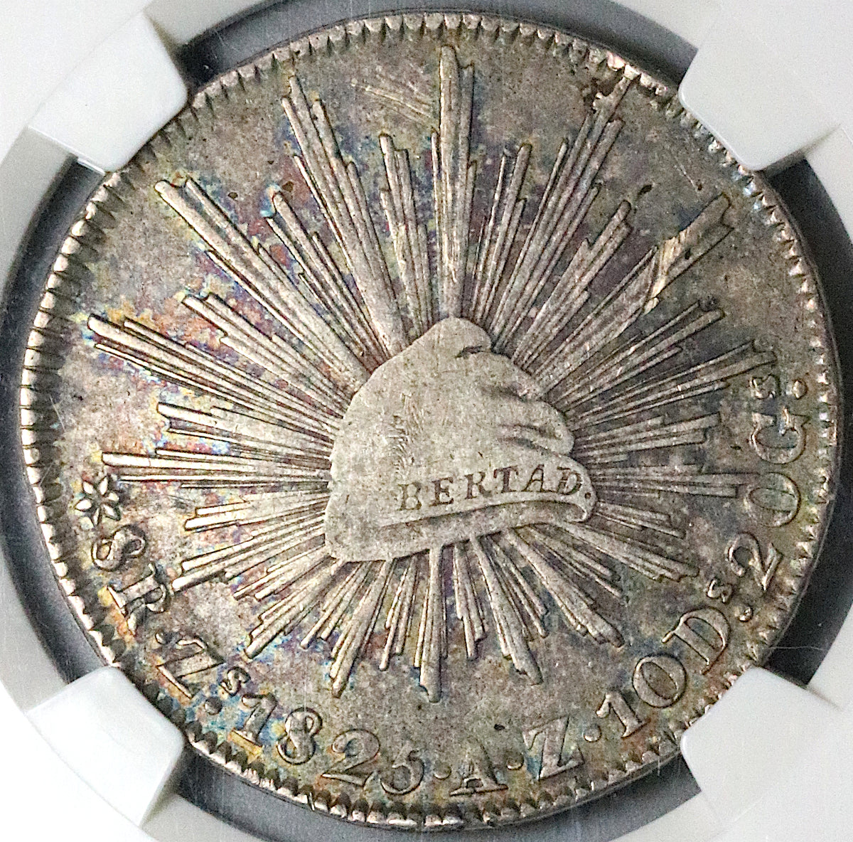 1825-Zs AZ NGC VF 35 Mexico 8 Reales Cap Rays Scarce Silver Coin