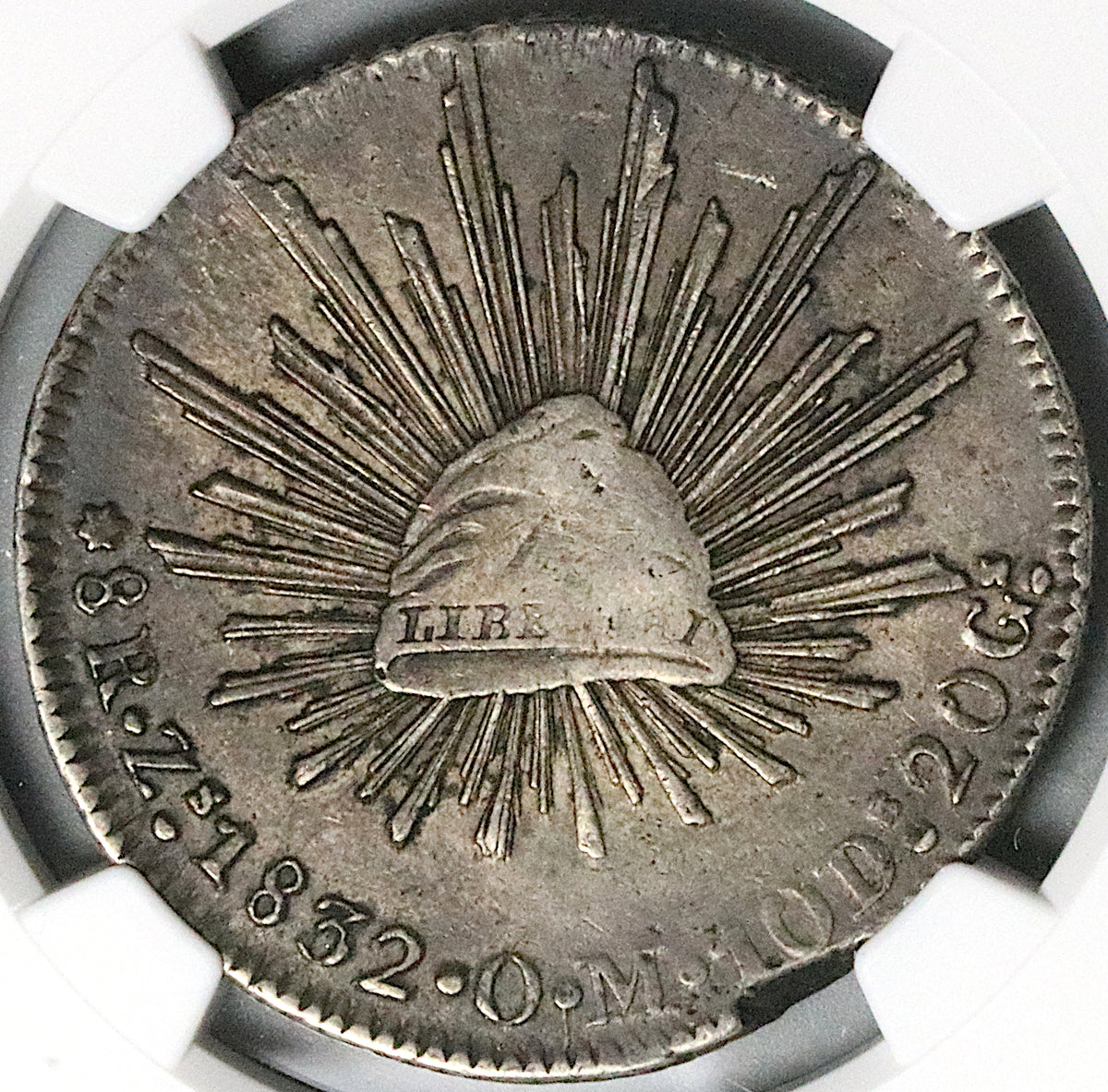 1832-Zs NGC XF 45 Mexico 8 Reales Zacatecas Mint Cap Rays Silver