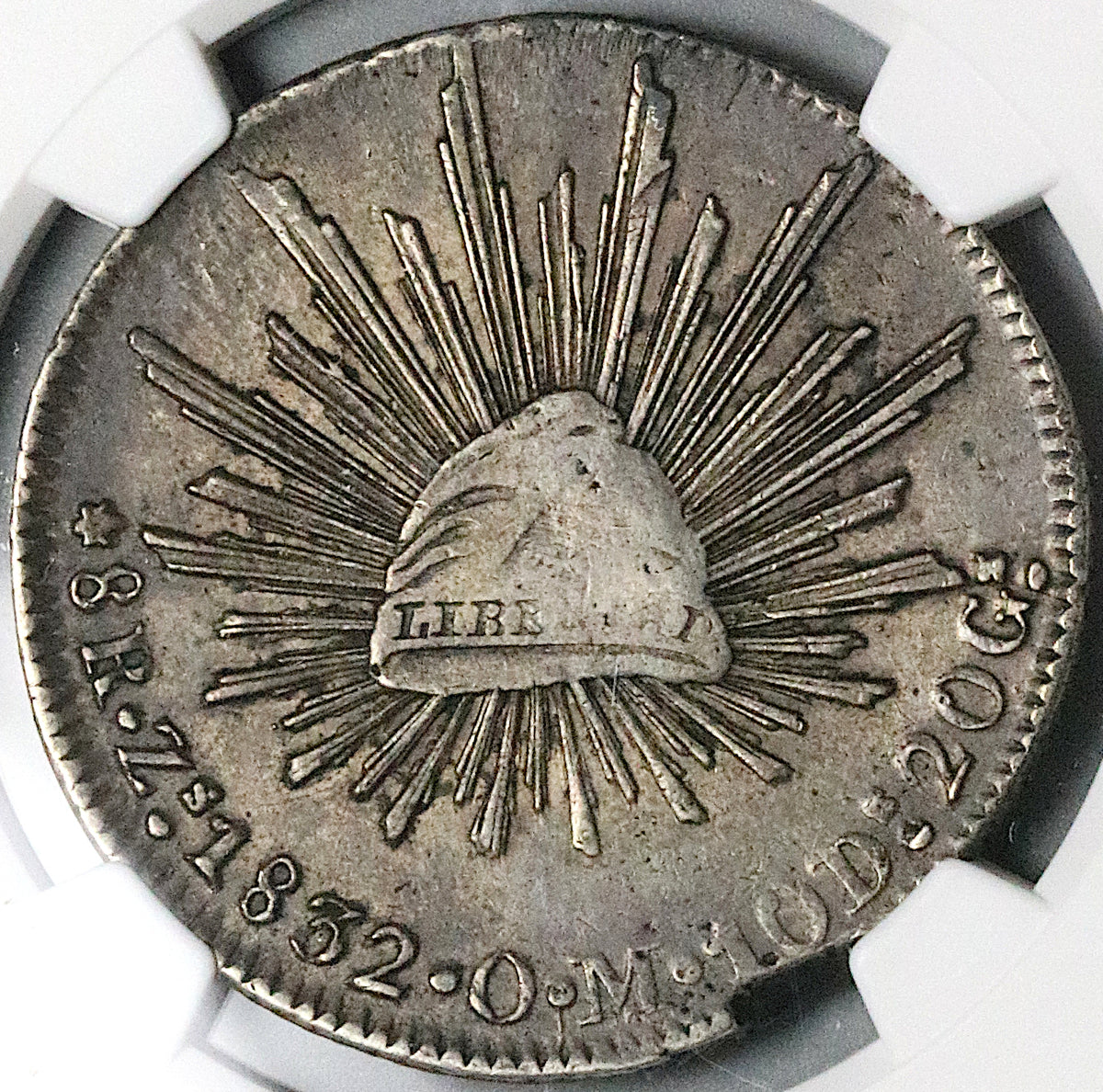 1832-Zs NGC XF 45 Mexico 8 Reales Zacatecas Mint Cap Rays Silver