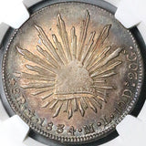 1834-Mo NGC MS 63 Mexico 8 Reales Cap Rays Rare Silver Coin POP 3/1 (24040804C)