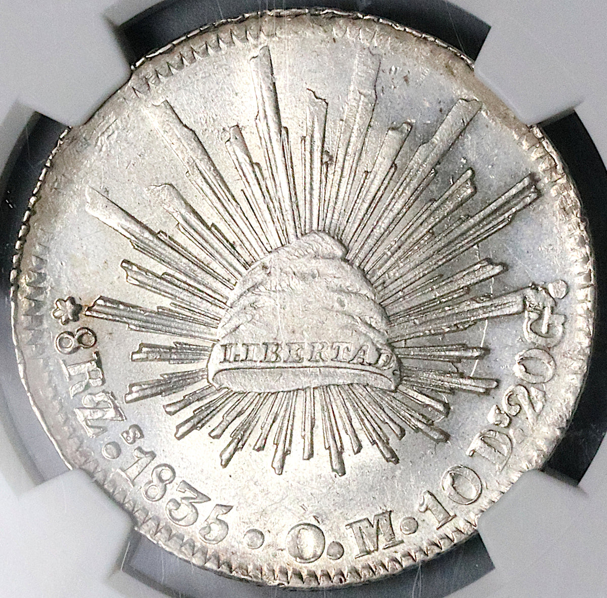 1835-Zs NGC MS 62 Mexico 8 Reales Zacatecas Mint Cap Rays Silver