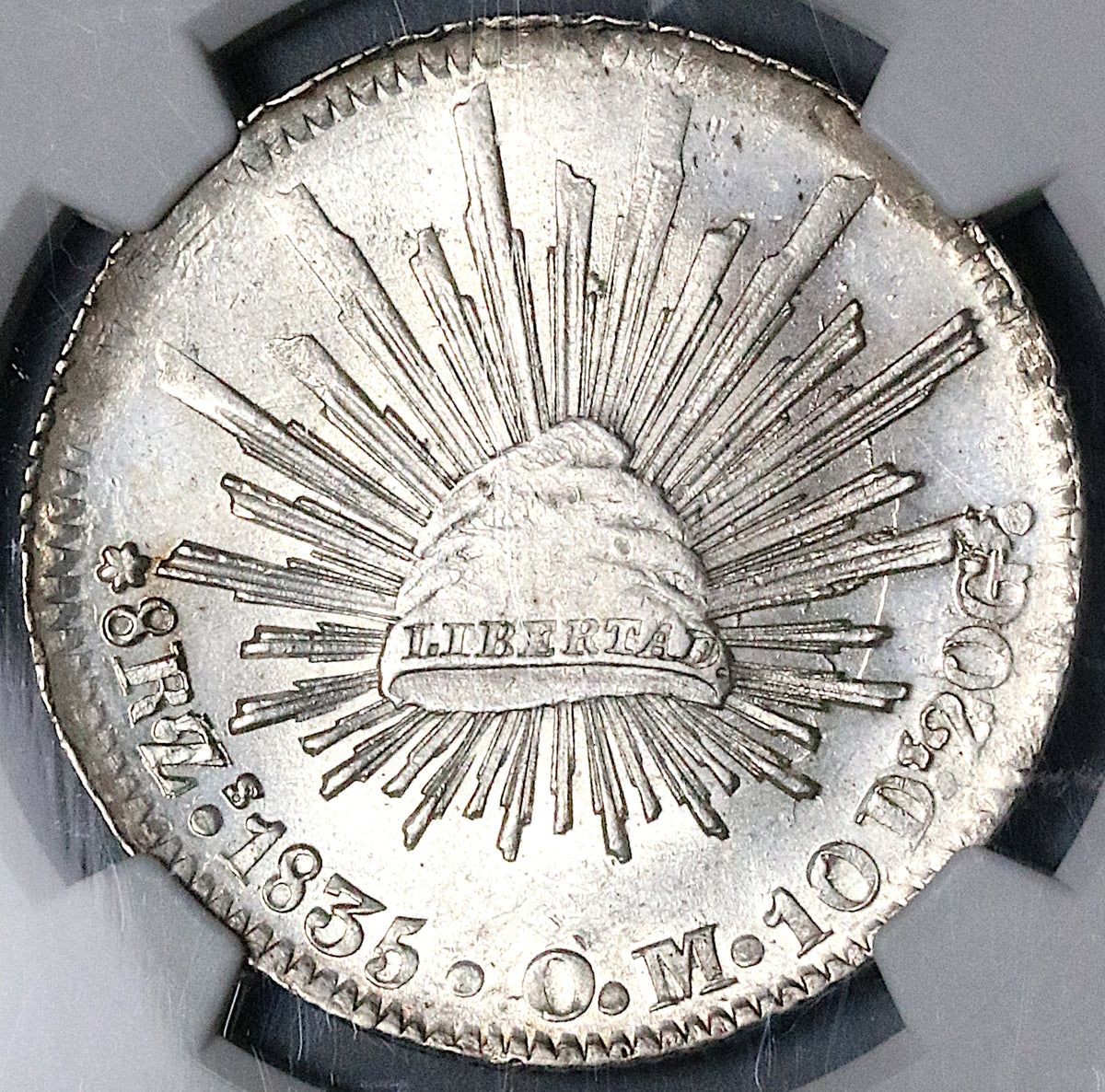 1835-Zs NGC MS 62 Mexico 8 Reales Zacatecas Mint Cap Rays Silver