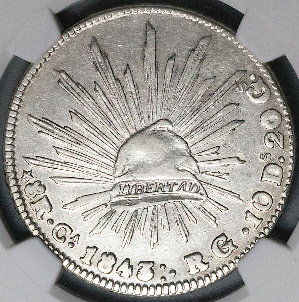 1843-Ca NGC XF Mexico 8 Reales Chihuahua Mint Rare Silver Coin