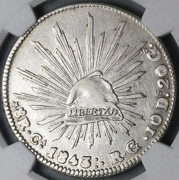 1843-Ca JG NGC XF Mexico 8 Reales Chihuahua Mint Rare Silver Coin (24042801C)