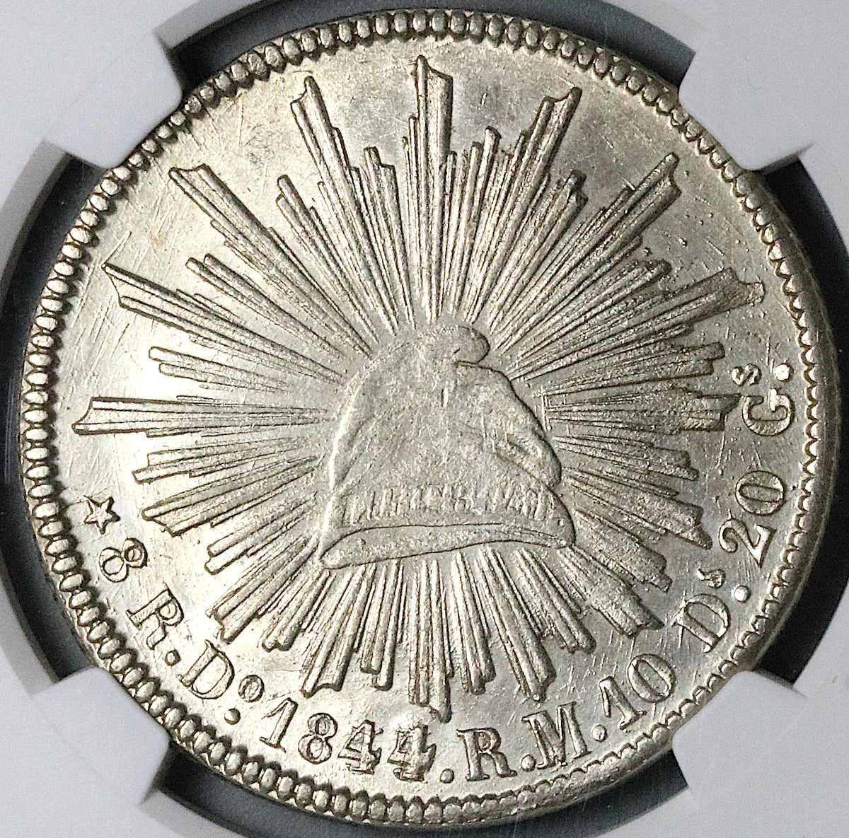 1844/35-Do NGC AU Mexico 8 Reales Durango Rare Overdate Silver