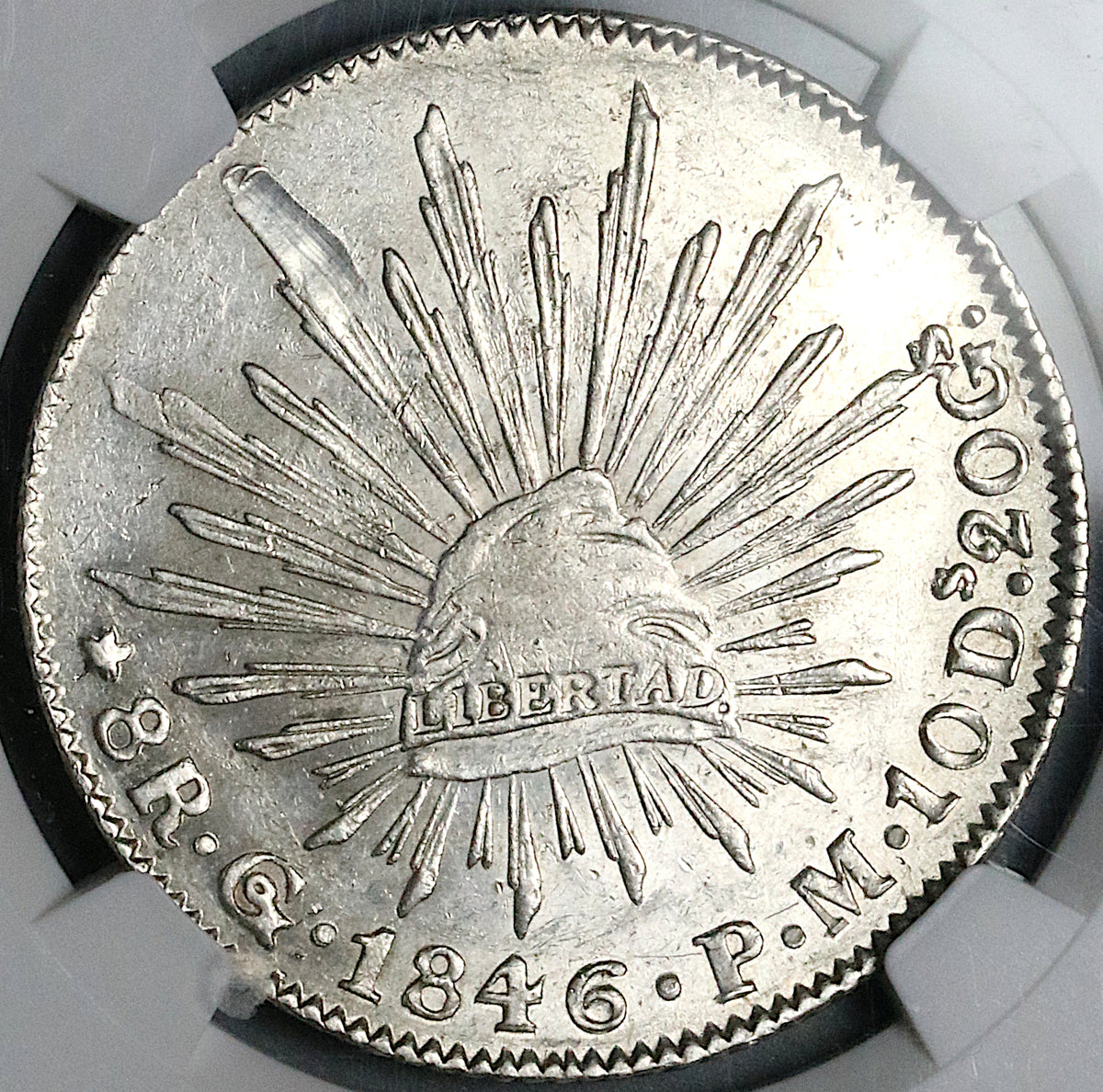 1846/5-Go NGC UNC Mexico 8 Reales Guanajuato Rare Overdate Silver