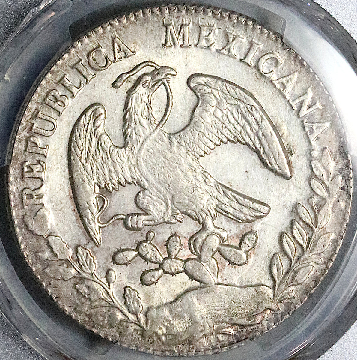 1848-Mo GC PCGS UNC Mexico 8 Reales Rare Cap Rays Silver Coin