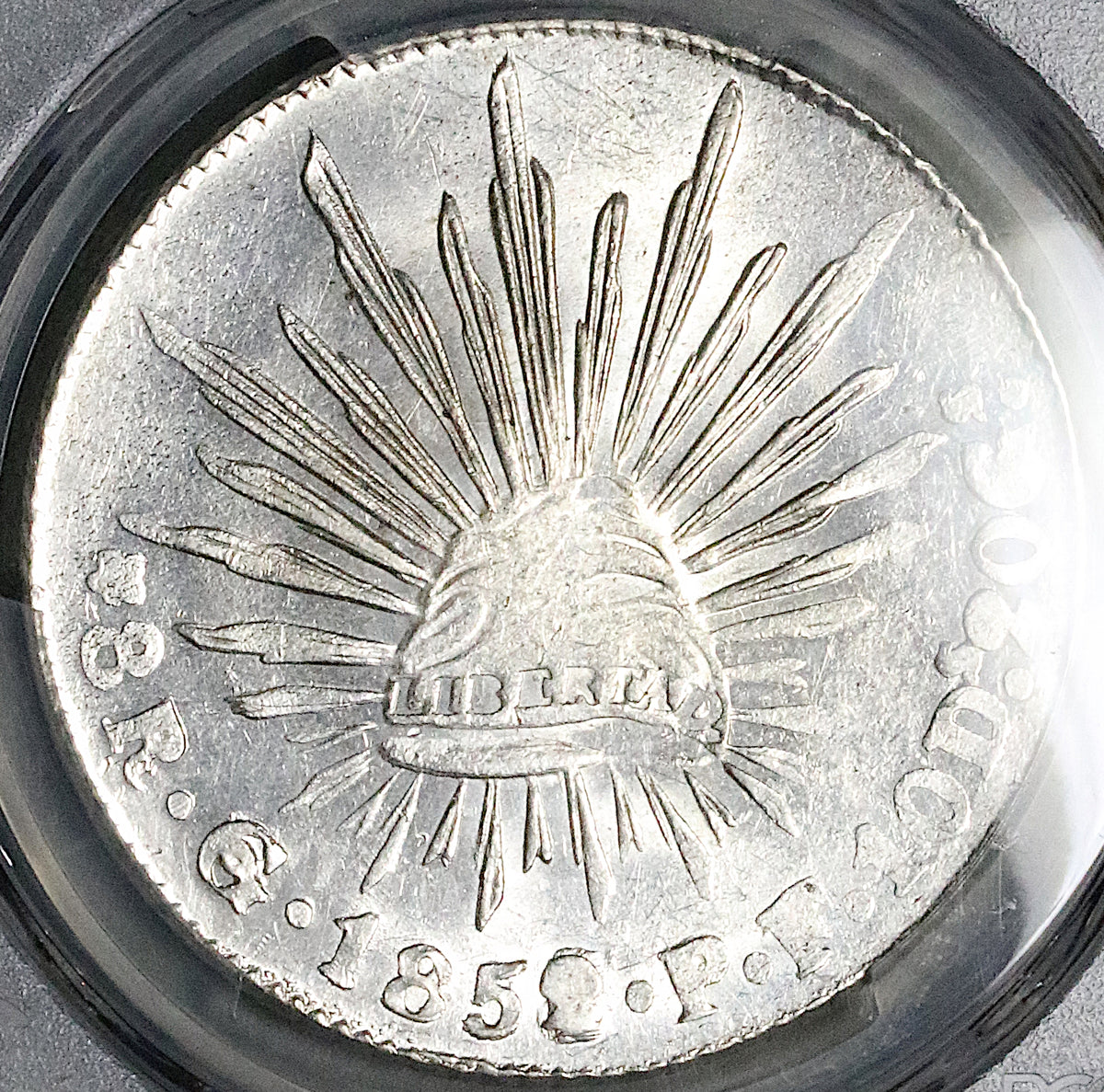 1852-Go PCGS MS 62 Mexico 8 Reales Guanajuato Cap Rays Rare Coin