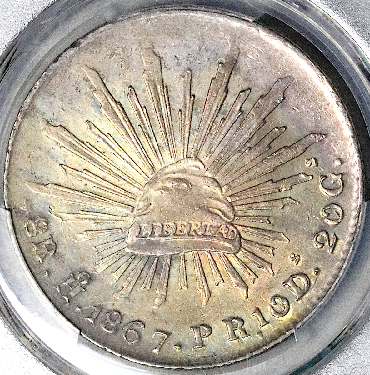 1867-Ho PCGS MS 61 Mexico 8 Reales Hermosillo Mint Rare Silver