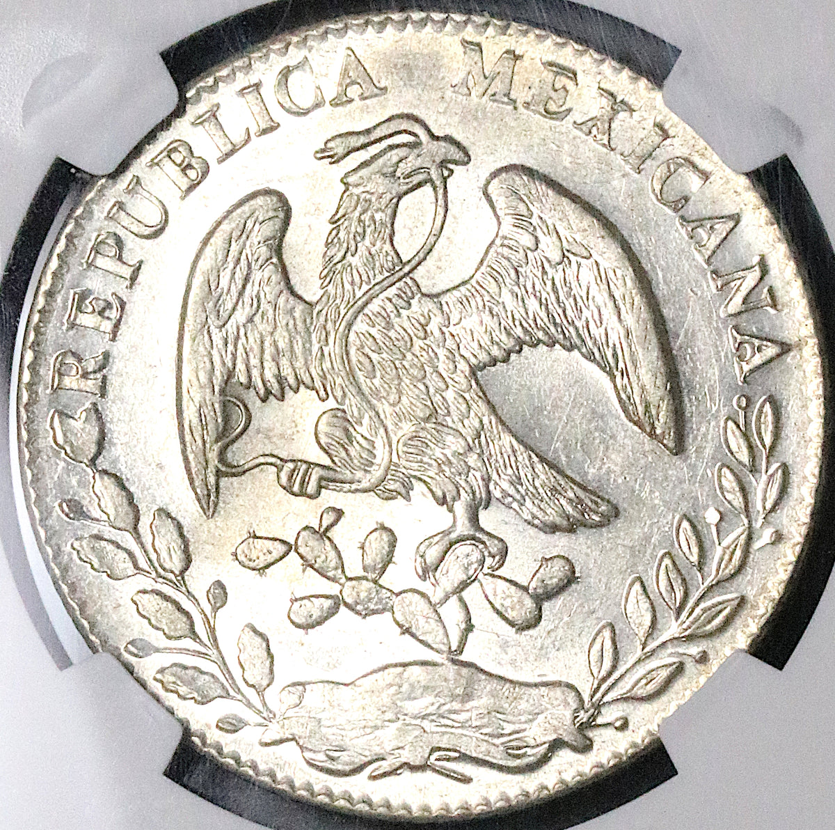 1879/8-Go NGC MS 62 Mexico 8 Reales Rare Guanajuato Overdate