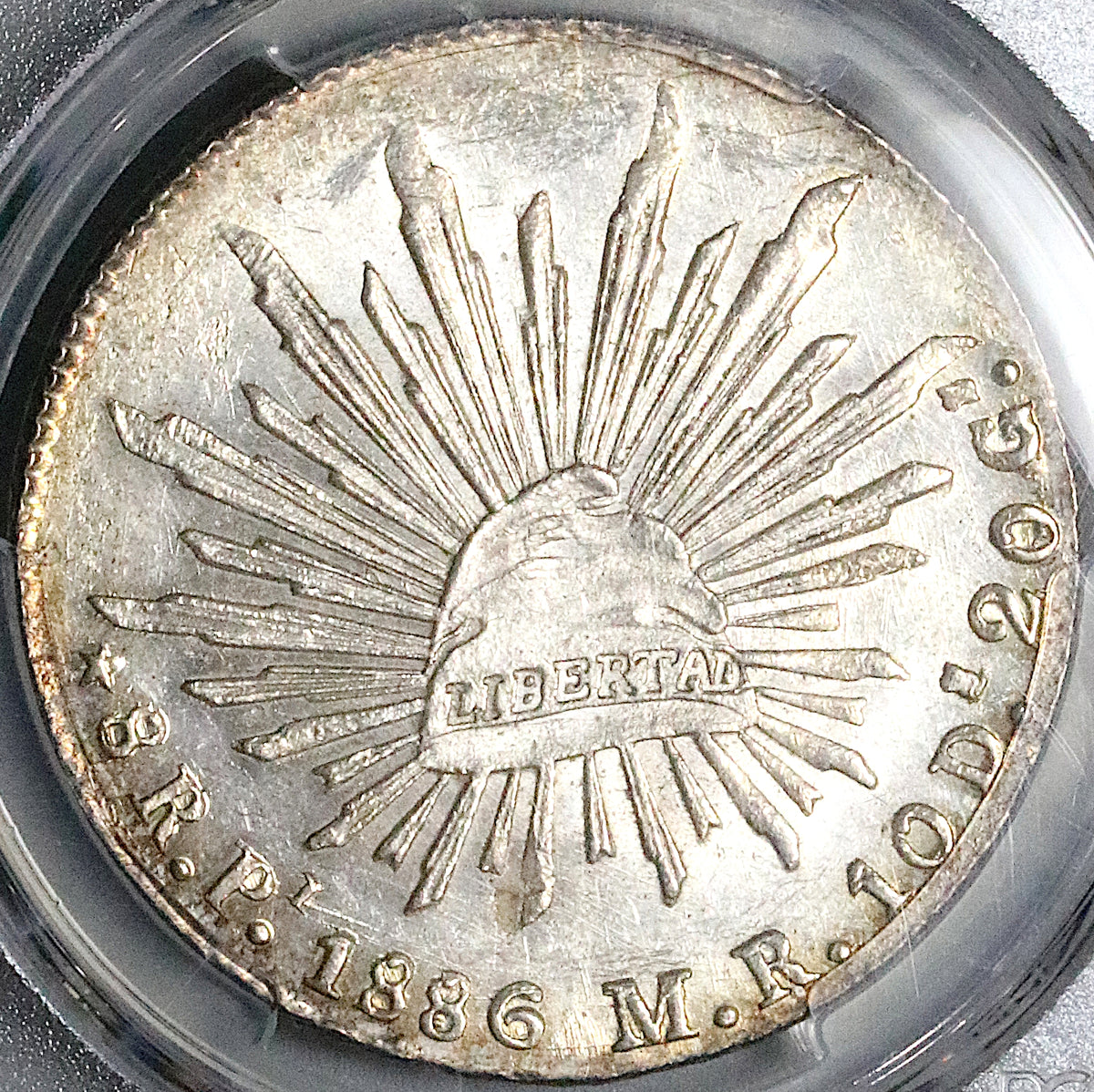 1886-Pi PCGS MS 61 Mexico 8 Reales Potosi Mint Cap Rays Scarce