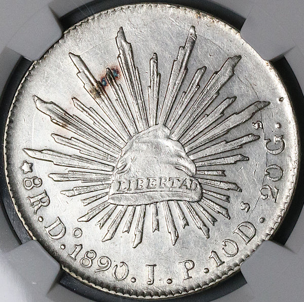 1890-Do JP NGC AU Mexico 8 Reales Durango Mint Scarce Silver Coin (24042002C)