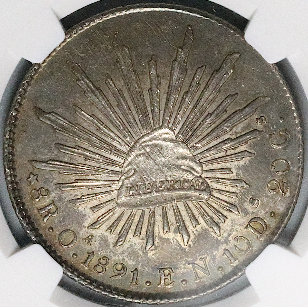 1891-Oa NGC MS 62 Mexico 8 Reales Oaxaca Mint Rare Silver Coin