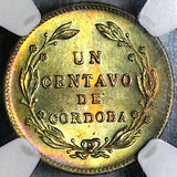1943 NGC MS 66 Nicaragua 1 Centavo Volcanoes Liberty Cap Coin (24041902C)