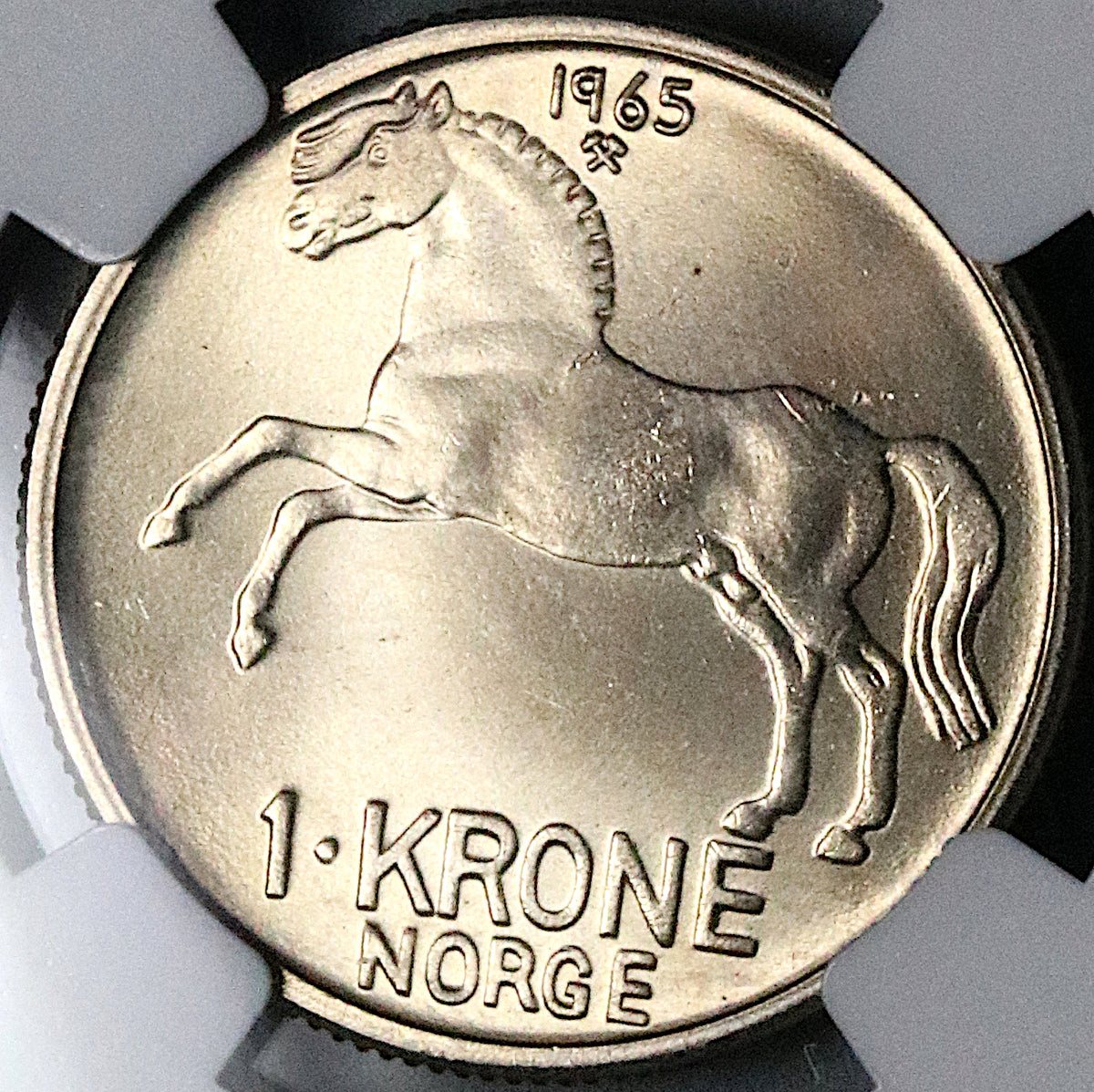 1965 NGC MS 67 Norway 1 krone Horse Key Date Olav V Coin POP 3/0