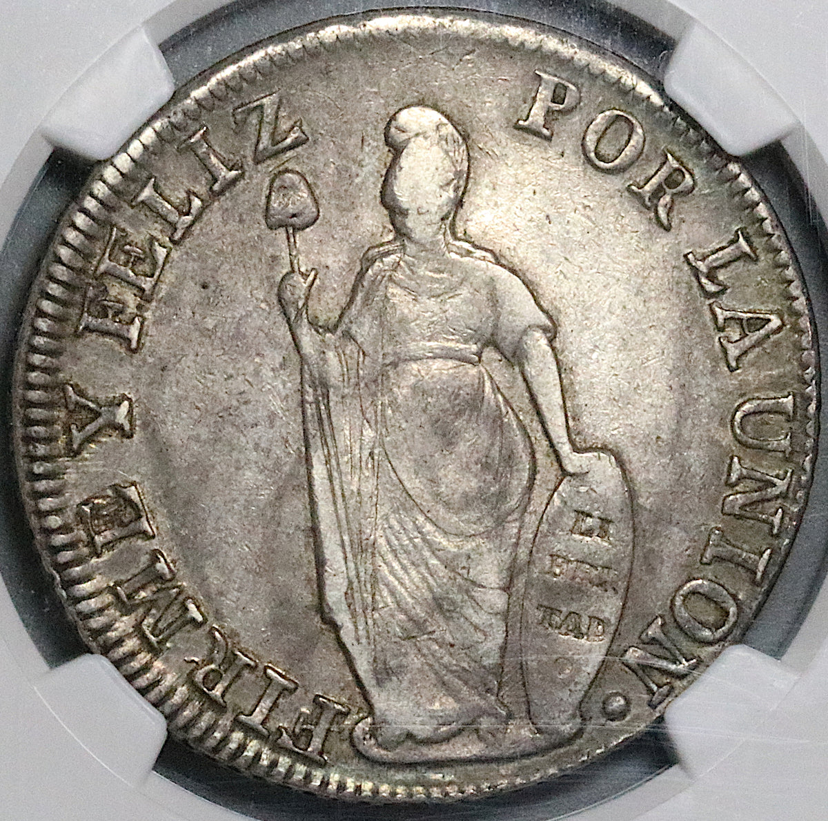1837 NGC XF 45 North Peru 8 Reales Lima Mint Silver Coin