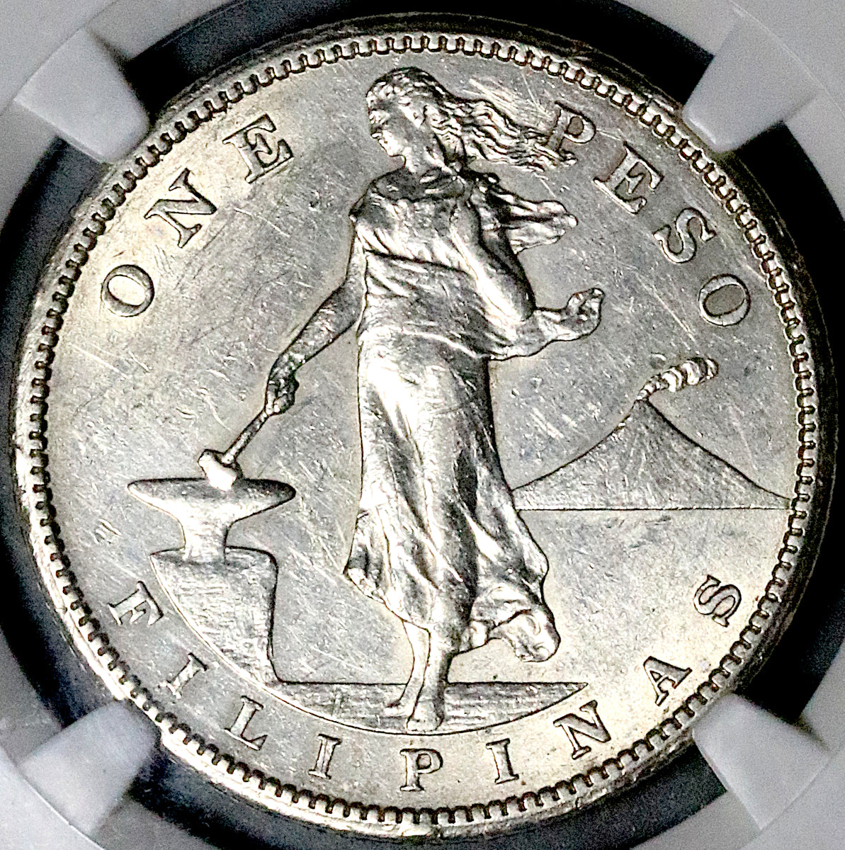 1909-S NGC AU 55 Philippines Peso USA Silver Coin (26051606C