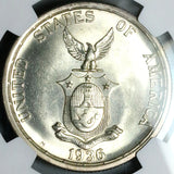 1936 NGC MS 64+ Philippines Murphy Quezon Peso Commemorative Silver Coin (25080801D)