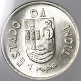 1935 NGC MS 65 India 1 Rupia Goa Portugal Colony Gem Silver Coin (25042502C)